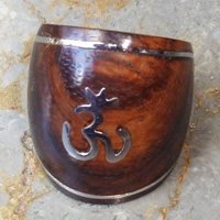 Wooden Ring From Sono Wood Inlaid With Stainless 