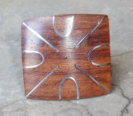 Wooden Ring From Sono Wood Inlaid With Stainless 
