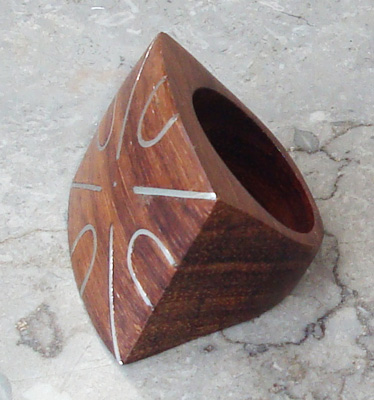 Wooden Ring From Sono Wood Inlaid With Stainless 