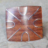 Wooden Ring From Sono Wood Inlaid With Stainless 