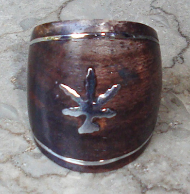 Wooden Ring From Sono Wood Inlaid With Stainless 