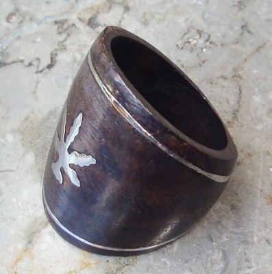 Wooden Ring From Sono Wood Inlaid With Stainless 