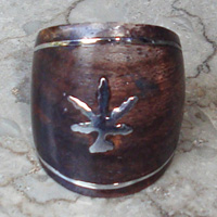 Wooden Ring From Sono Wood Inlaid With Stainless 