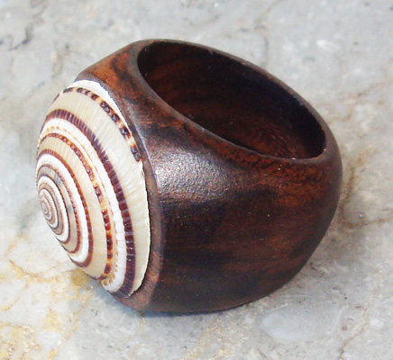 Wooden Ring From Sono Wood Inlaid With Stainless