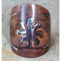 Wooden Ring From Sono Wood Inlaid With Stainless