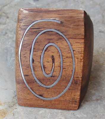 Wooden Ring From Sono Wood Inlaid With Stainless