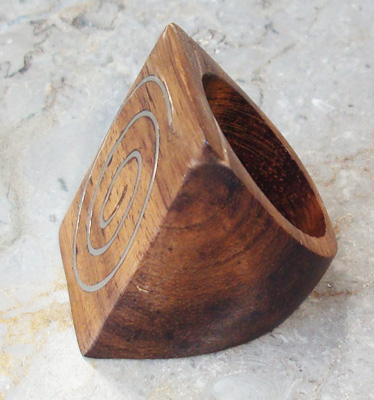 Wooden Ring From Sono Wood Inlaid With Stainless