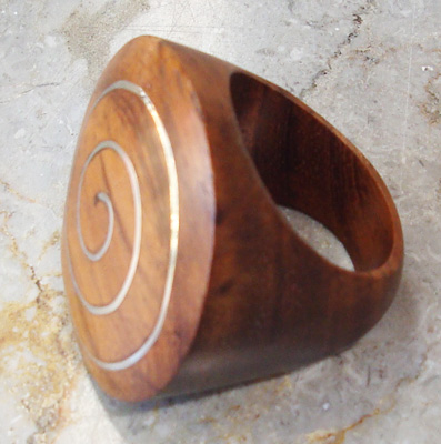 Wooden Ring From Sono Wood Inlaid With Stainless