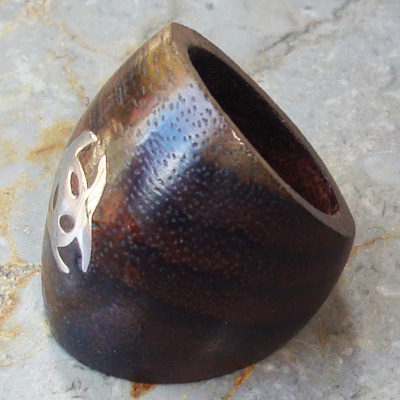 Wooden Ring From Sono Wood Inlaid With Stainless 