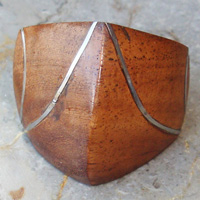 Wooden Ring From Sono Wood Inlaid With Stainless 