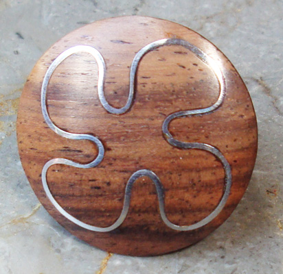 Wooden Ring From Sono Wood Inlaid With Stainless 