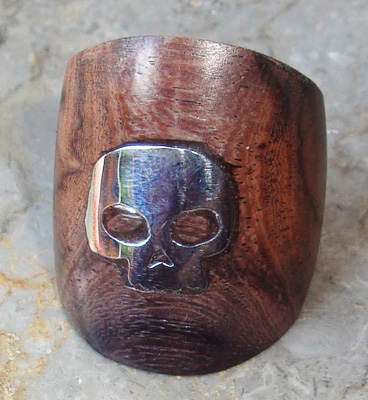 Wooden Ring From Sono Wood Inlaid With Stainless 