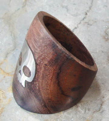 Wooden Ring From Sono Wood Inlaid With Stainless 