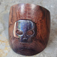 Wooden Ring From Sono Wood Inlaid With Stainless 