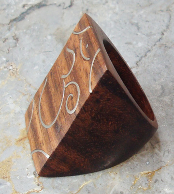 Wooden Ring From Sono Wood Inlaid With Stainless 