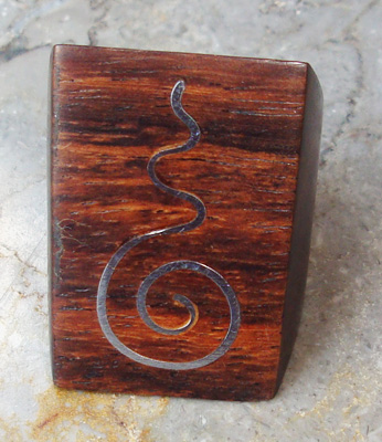 Wooden Ring From Sono Wood Inlaid With Stainless 