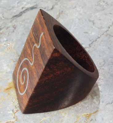 Wooden Ring From Sono Wood Inlaid With Stainless 