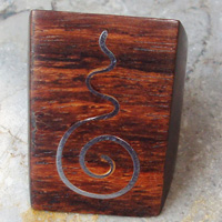 Wooden Ring From Sono Wood Inlaid With Stainless 