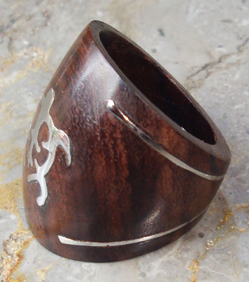 Wooden Ring From Sono Wood Inlaid With Stainless 