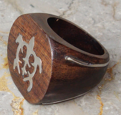 Wooden Ring From Sono Wood Inlaid With Stainless