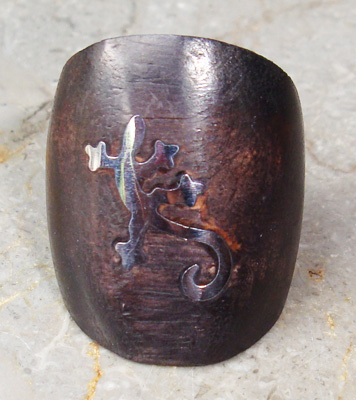 Wooden Ring From Sono Wood Inlaid With Stainless 