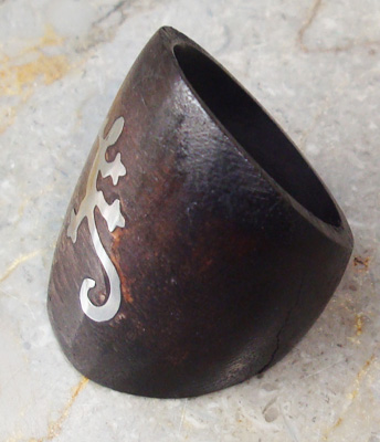 Wooden Ring From Sono Wood Inlaid With Stainless 