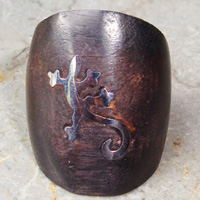 Wooden Ring From Sono Wood Inlaid With Stainless 