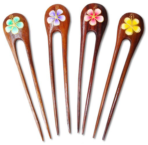 Wooden Handpainted Hair Ornaments