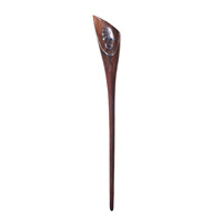 Wooden Hair Ornament Inlaid With Stainless