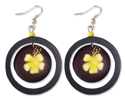 Wooden Handpainted Earring