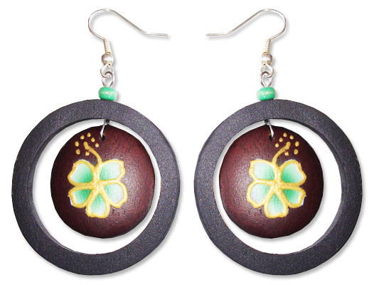 Wooden Handpainted Earring