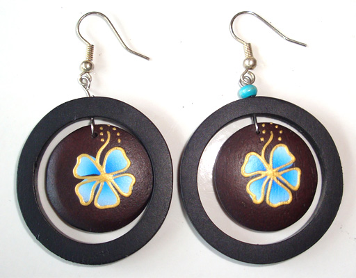 Wooden Handpainted Earring