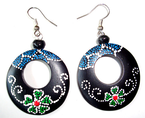 Wooden Handpainted Earring