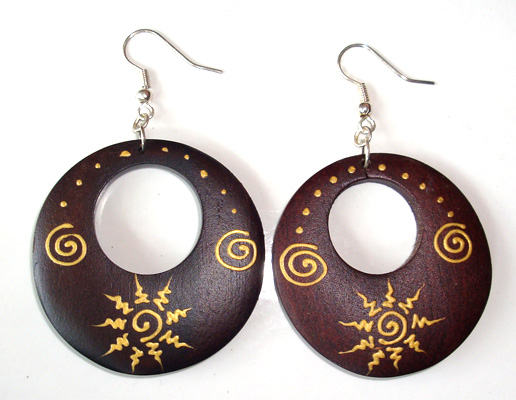 Wooden Handpainted Earring