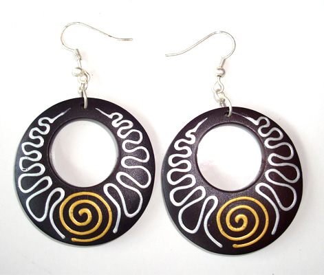 Wooden Handpainted Earring