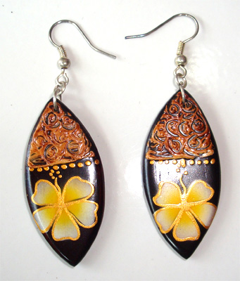 Wooden Handpainted Earring