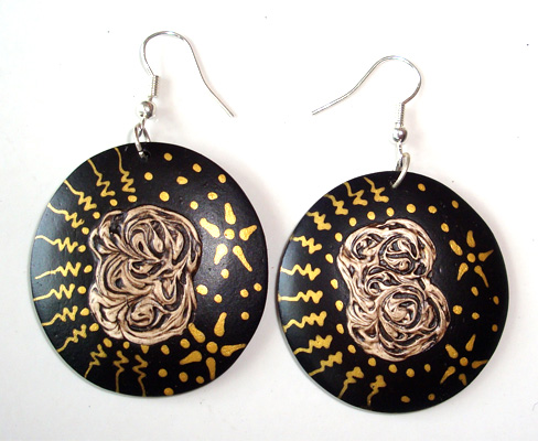 Wooden Handpainted Earring
