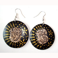 Wooden Handpainted Earring
