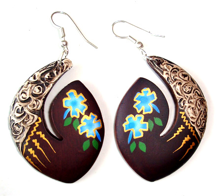 Wooden Handpainted Earring