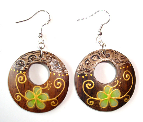 Wooden Handpainted Earring