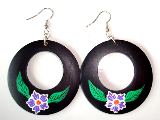 Wooden Handpainted Earring