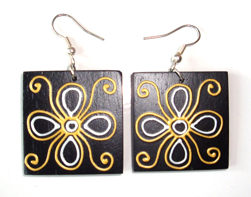 Wooden Handpainted Earring
