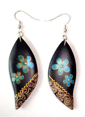 Wooden Handpainted Earring