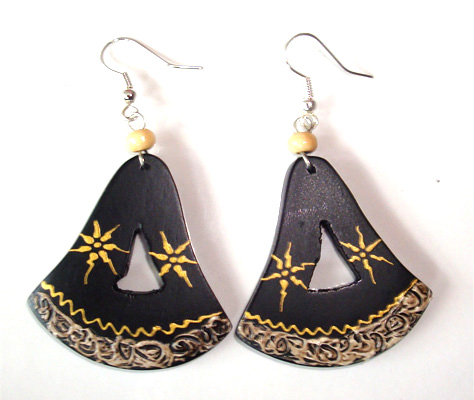 Wooden Handpainted Earring