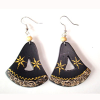 Wooden Handpainted Earring