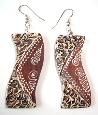 Wooden Handpainted Earring
