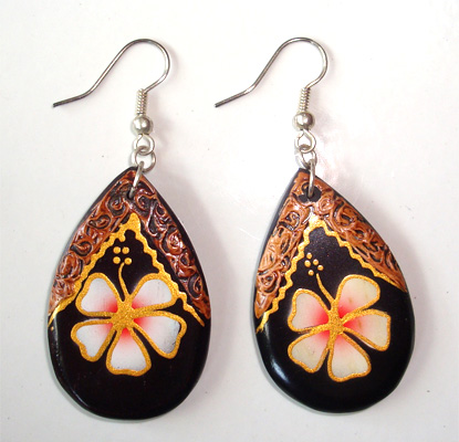 Wooden Handpainted Earring