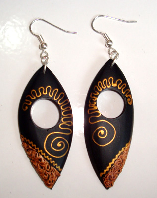 Wooden Handpainted Earring
