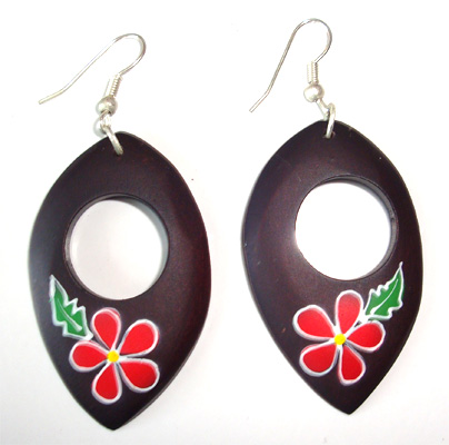 Wooden Handpainted Earring