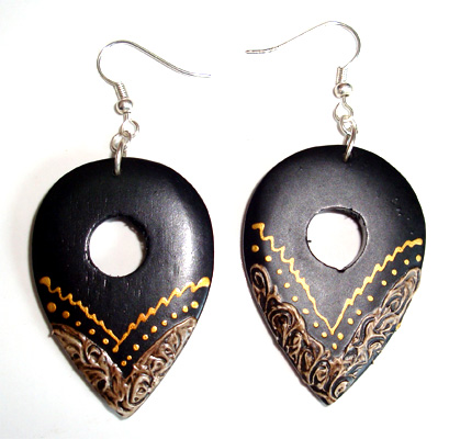 Wooden Handpainted Earring